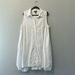 Plus size white Alfani sleeveless shirt dress w/ built in slip